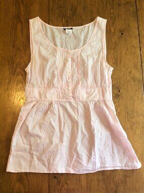 Light Pink Sheer Babydoll Tank Top Size 2 XS Coquette Button Front Blouse